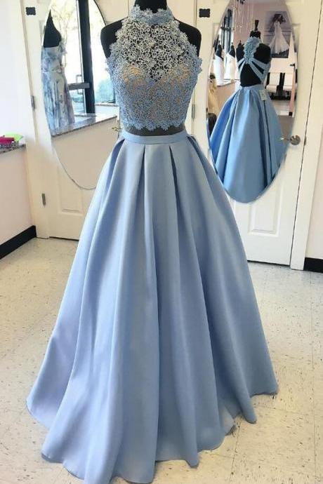Lace Bodice Two Pieces Prom Dress,2 Pieces Formal Dress,sexy Pageant Dress,2102