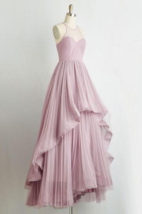 A-line Illusion Neck Chiffon Long Prom Dress,fancy Prom Gown,formal 2k17 Prom Dress,2233