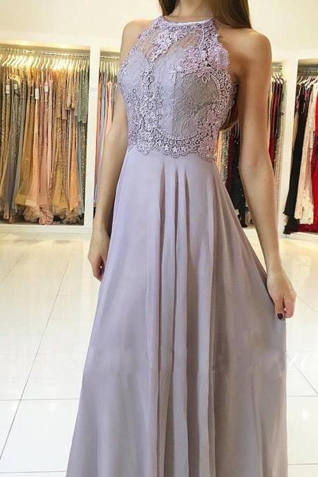 A-line Lace Top Chiffon Skirt Prom Dress,Long Bridesmaid Dress,2017 Senior Prom Formal Dress,2272