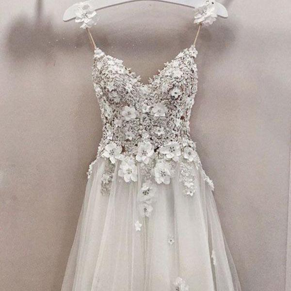 A-Line/Princess Spaghetti Straps Ruched Asymmetrical Vintage Prom Dresses with Ruffles & 3D Flower