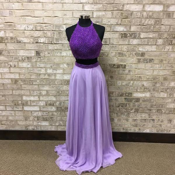 purple and grey prom