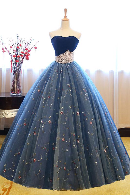 2018 A Line Princess Sweetheart Neck Floor Length Prom Dresses Asd26977