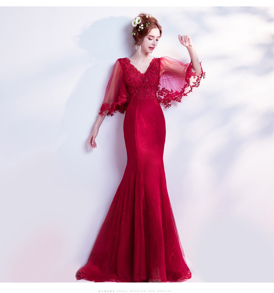 Sparkly V-neck Long Sleeves Floor-length Sheath Prom Dresses, PD1008